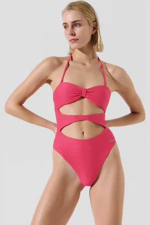 Karl Lagerfeld Ribbed Bandeau Swimsuit, Woman, , Size: XS