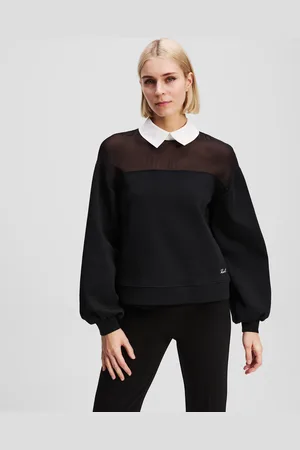 Karl Lagerfeld Poplin Collar Sweatshirt, Woman, , Size: XS