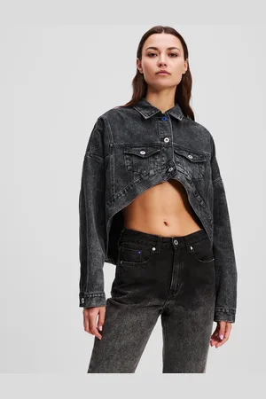 Karl Lagerfeld Oversized Cropped Denim Jacket, Woman, , Size: XS