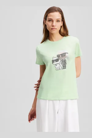 Karl Lagerfeld Ikon Karl & Choupette Rhinestone T-shirt, Woman, , Size: XS
