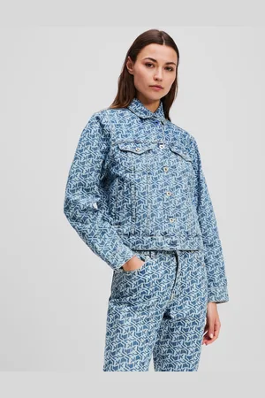 Karl Lagerfeld All-over Klj Monogram Denim Jacket, Woman, , Size: XS