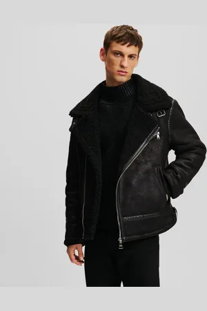 Karl Lagerfeld Faux-suede Shearling Biker Jacket, Man, , Size: XS