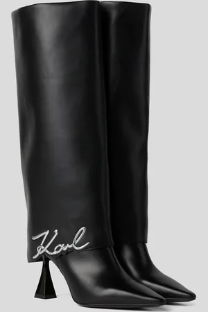 Karl Lagerfeld Debut Fold Down Knee-high Boots, Woman, , Size: 4