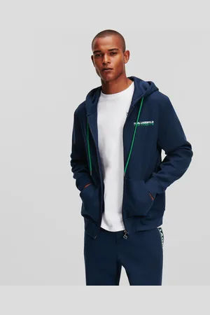 Karl Lagerfeld Logo Tape Zip-up Hoodie, Man, , Size: XS