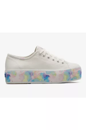 Keds Triple Up Abstract Floral Foxing White Multi, Size 5m Women's Shoes