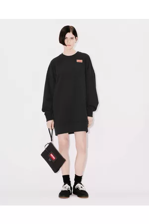 Kenzo Women Loose & Oversized Dresses - Oversized Paris Sweatshirt Dress Black - Womens Size L