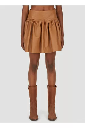 Max Mara Tritone Leather Skirt in Brown