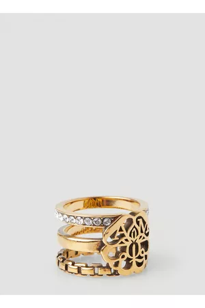 Alexander McQueen Seal Cut-Out Ring in Gold