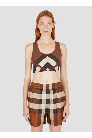 Burberry Immy Check Bra Top in Brown
