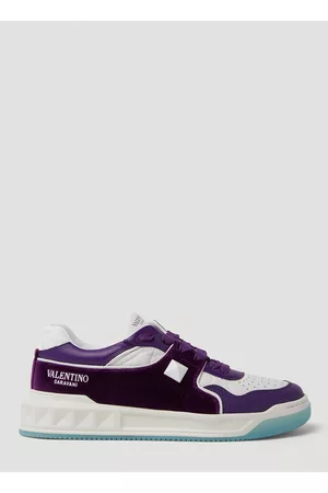 VALENTINO One Stud Velvet Sneakers in Purple