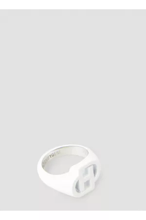 D'heygere Logo Signet Ring in White