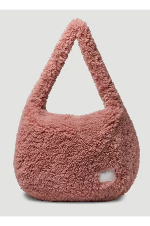 Rokh Oversized Cross Faux Fur Bag in Pink