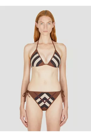 Burberry Women Triangle Bikinis - Chevron Check Bikini in Brown