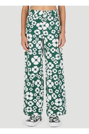Marni x Carhartt Women Pants - Floral Print Pants in Green