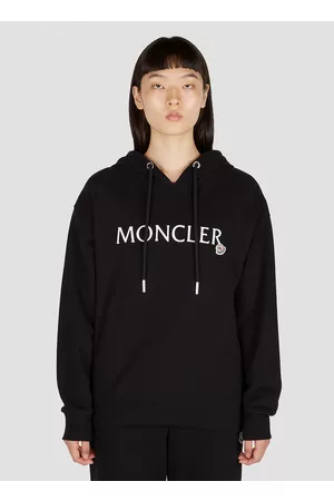 Moncler Women Sweatshirts - Logo Embroidery Hooded Sweatshirt - Woman Sweatshirts Xs