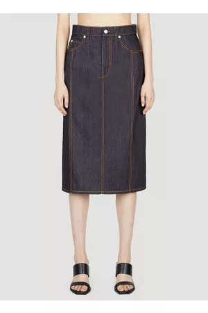 Alexander McQueen Women Denim Skirts - Contrast Stitching Denim Skirt - Woman Skirts It - 38