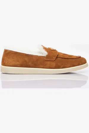 Prada Suede And Shearling Loafers - Woman Loafers Eu - 38