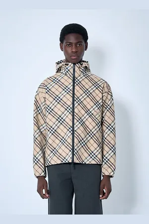 Burberry Check Zip-up Hooded Jacket - Man Jackets L