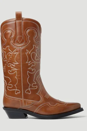 Ganni Embroidered Western Boots - Woman Boots Eu - 37