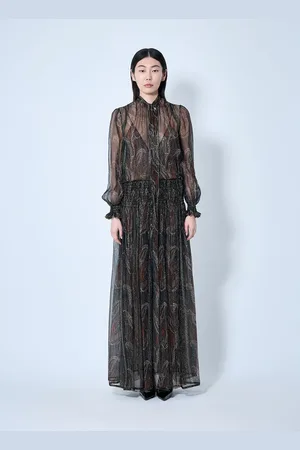 Saint Laurent Lavalli??re Paisley Silk Crepon Maxi Dress - Woman Dresses Fr - 36