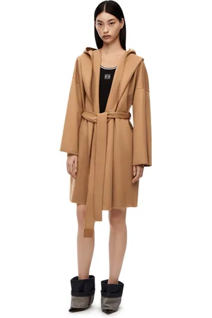 Loewe Women Coats - Luxury Short hooded coat in wool and cashmere for Women