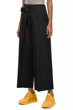 Loewe Women Pants - Luxury Pleated cropped trouser in wool and silk for Women