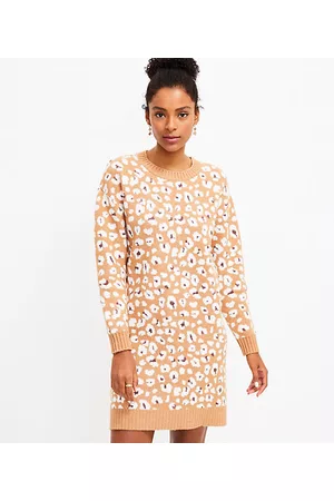 LOFT Women Casual Dresses - Petite Shimmer Animal Print Sweater Dress
