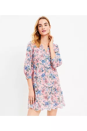 LOFT Floral Embroidered Swing Shirtdress
