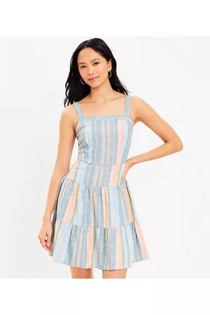 LOFT Women Casual Dresses - Stripe Strappy Tiered Swing Dress