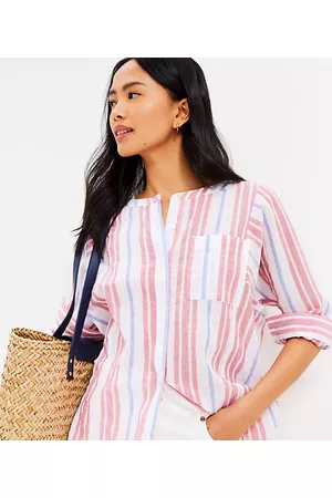 LOFT Women Tunics - Striped Henley Everyday Pocket Tunic Shirt