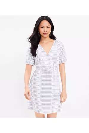 LOFT Women Puff Sleeve & Puff Shoulder Dresses - Striped Jacquard Puff Sleeve Dress