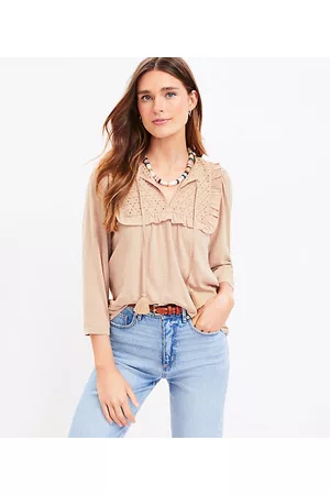 LOFT Women Crochet Tops - Crochet Bib Tie Neck Top