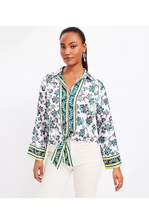 LOFT Women Shirts - Petite Hibiscus Tie Front Shirt