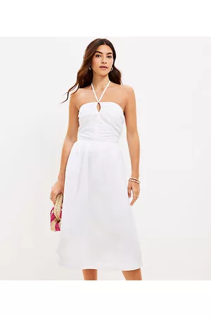 LOFT Women Halter Dresses - Petite Keyhole Halter Midi Dress