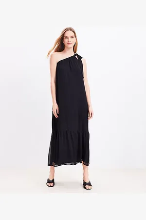LOFT Crinkle Tiered One Shoulder Maxi Dress