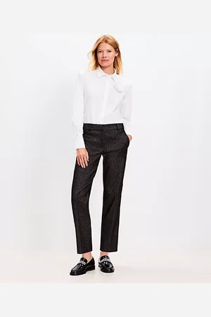 LOFT Riviera Slim Pants in Metallic Houndstooth Jacquard