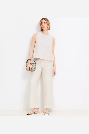 LOFT Pull On Wide Leg Pants in Linen