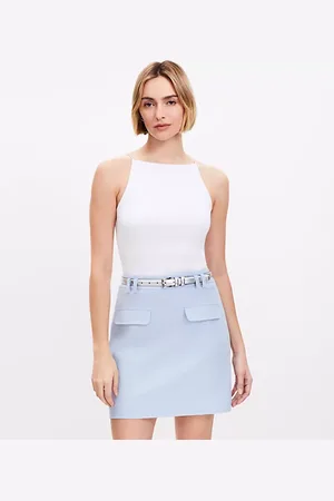 LOFT Flap Trim Cotton Linen Mini Skirt