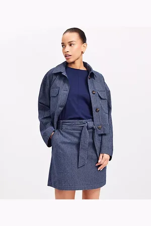 LOFT Textured Stripe Belted Mini Pocket Skirt