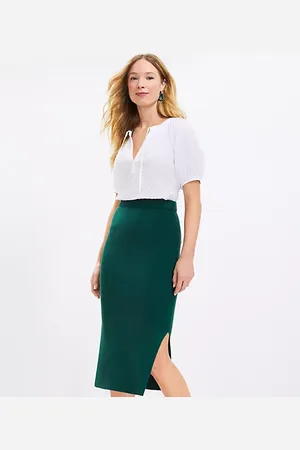 LOFT Ribbed Side Slit Midi Sweater Skirt