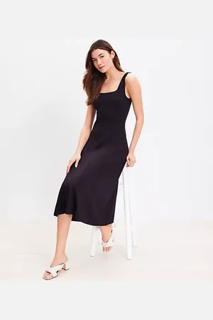 LOFT Ponte Seamed Flare Midi Dress