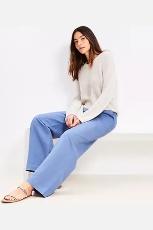 LOFT Clean Wide Leg Pants in Linen Blend