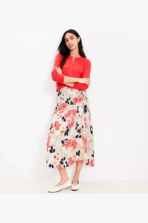 LOFT Gardenia Ruched Midi Skirt