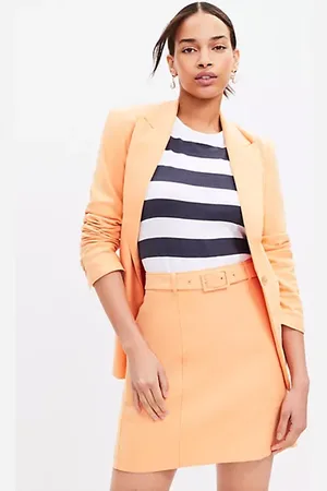LOFT Tall Belted Cotton Linen Skirt