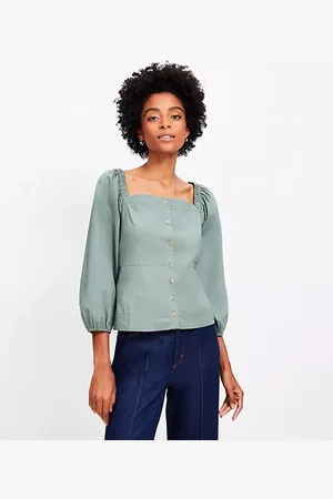 LOFT Poplin Square Neck Blouse