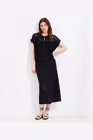 LOFT Petite Textured Midi Sweater Skirt