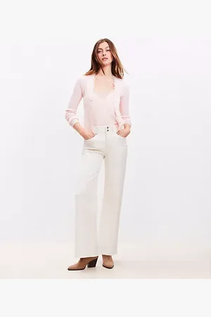 LOFT Lace Trim Ribbed V-Neck Cardigan