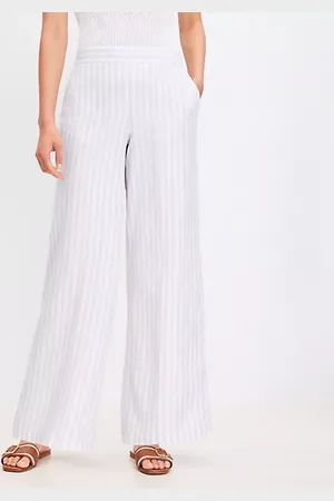 LOFT Tall Pull On Wide Leg Pants in Shimmer Stripe Linen Blend