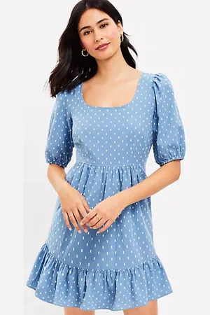 LOFT Petite Clip Tie Back Flounce Swing Dress
