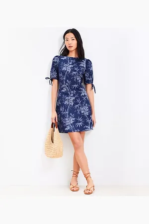 LOFT Palm Cutout Back Tie Cuff Mini Dress